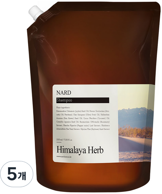 나드 부케가르니 리프레쉬 퍼퓸드 샴푸 프레쉬라벤더향 리필, 2.1L, 5개