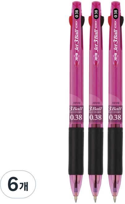 자바펜 제트3볼 3색 볼펜 0.38mm, 퍼플, 6개