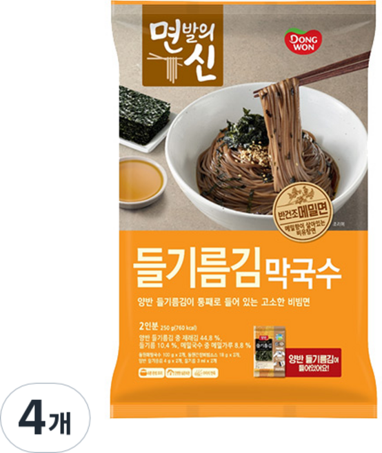 동원 면발의신 들기름김막국수, 4개, 250g