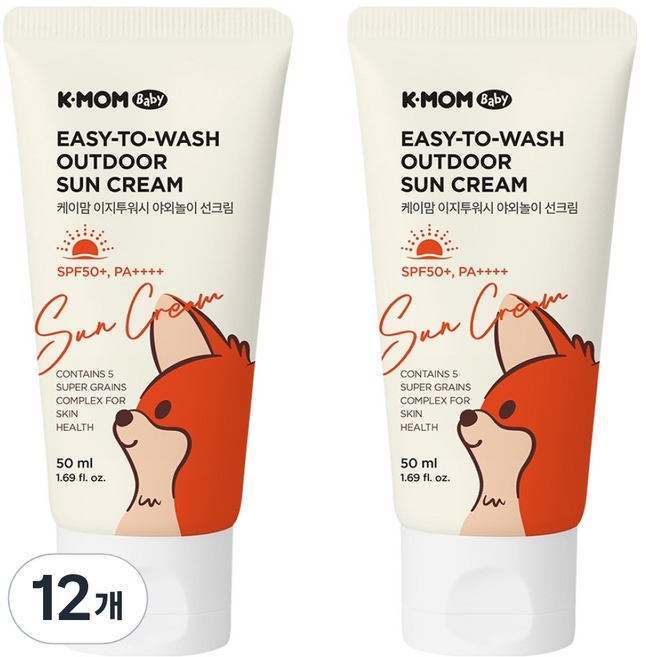 케이맘 이지투워시 야외놀이 선크림 SPF50+ PA++++, 50ml, 12개