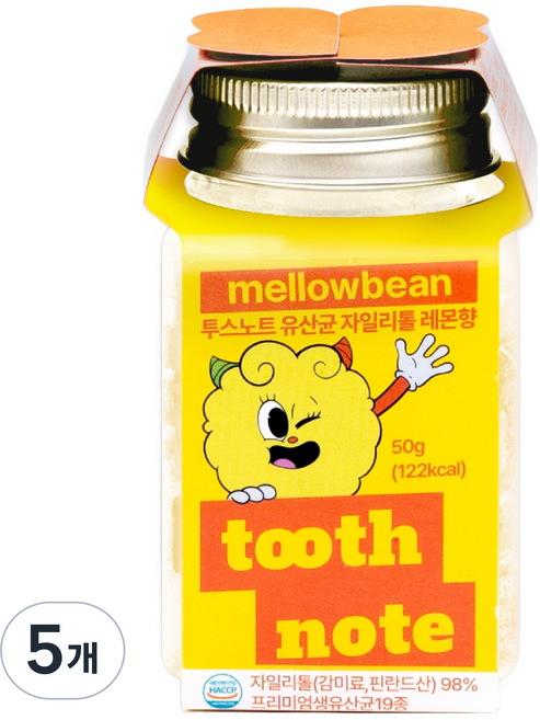 투스노트 유산균 자일리톨 캔디 레몬향, 50g, 5개