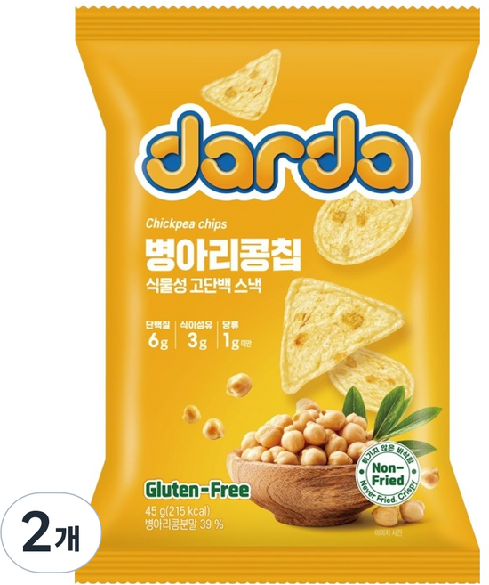 다르다 병아리콩칩, 45g, 2개