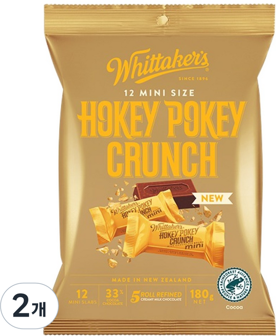 휘태커스 미니슬랩 호키포키 크런치, 2개, 180g