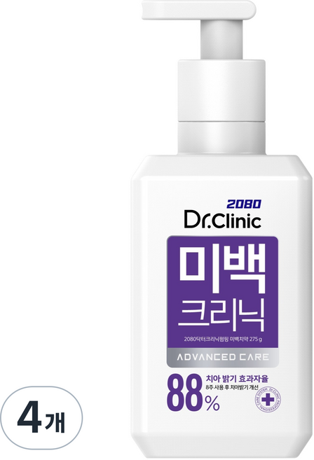 2080 닥터크리닉 엑스퍼트 펌핑 미백치약, 275g, 4개