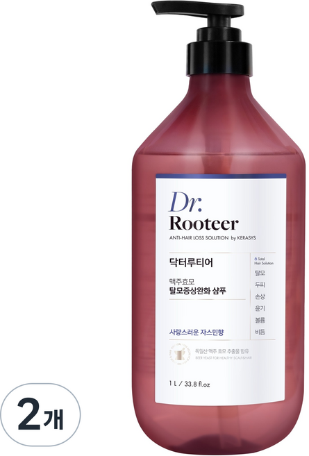 DrRooteer 啤酒酵母髮根強健洗髮精 茉莉花香, 1L, 2瓶