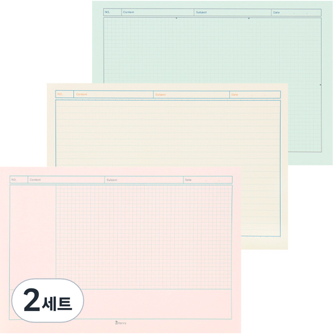 비팬시 데일리 노트패드 B5 가로형 3종 세트, 스터디플러스, 코넬식, 모눈, 2세트