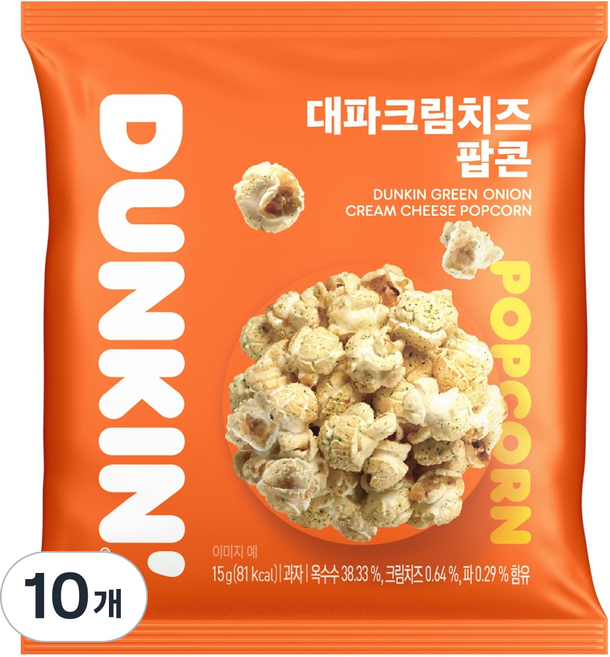 던킨도너츠 대파크림치즈 팝콘, 15g, 10개