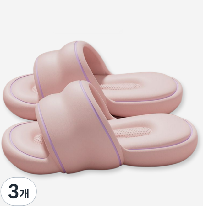 제이드슈 여성용 EVA 실내 세상편한 몽글 슬리퍼, 핑크코튼, 3개