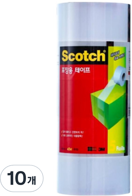 스카치 포장용 테이프 48mm x 40m 3650, 투명, 10개