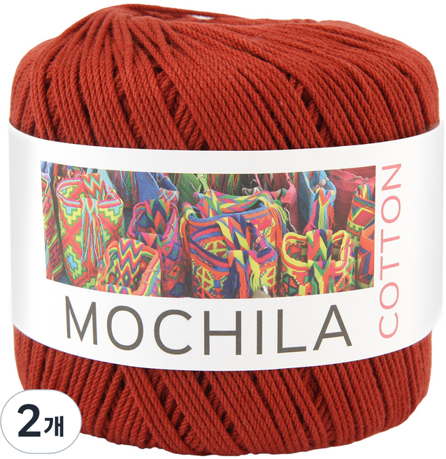 브랜드얀 모칠라코튼 가방소품 뜨개실, 2개, 7모칠브라운