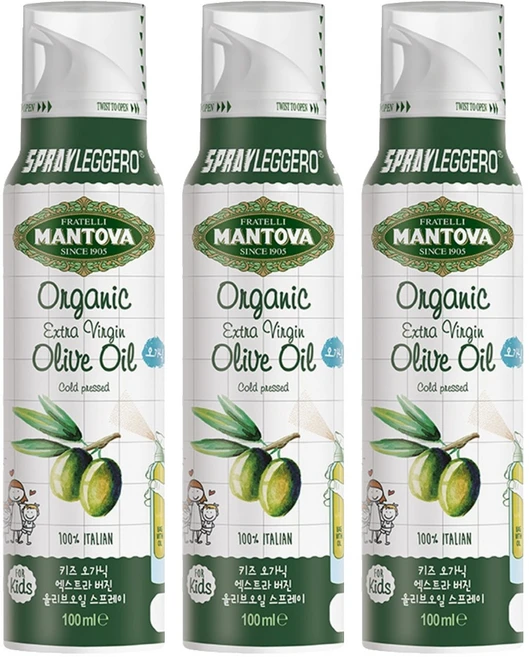 만토바 키즈 유기농 엑스트라 버진 올리브오일 스프레이, 100ml, 3개 - 쿠팡