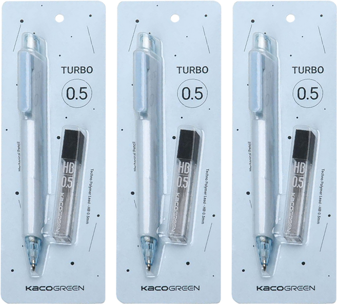 KaCO TURBO彩虹 HB自動鉛筆筆芯組 藍, 0.5mm, 3組