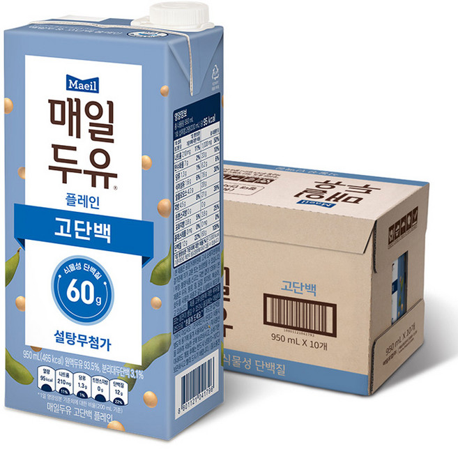 매일두유 고단백 플레인, 950ml, 10개