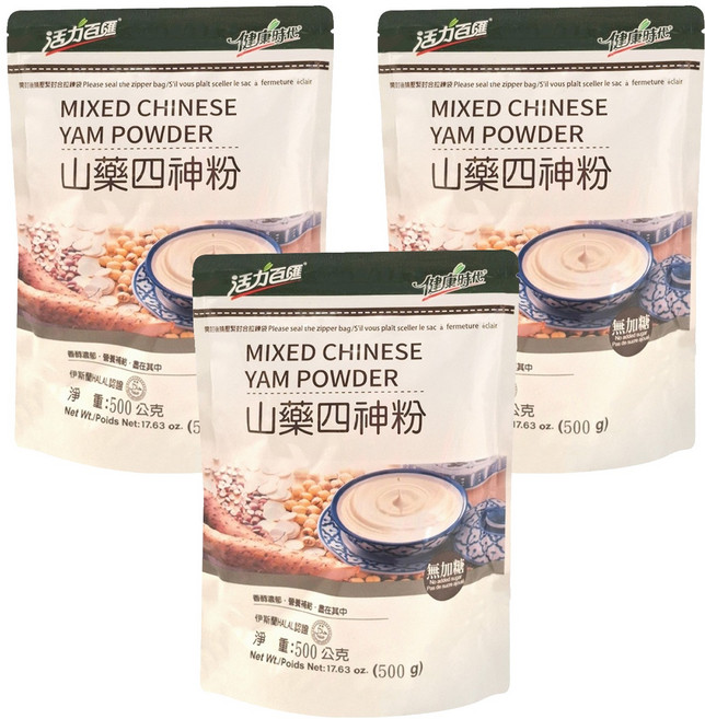 活力百匯 山藥四神粉 無糖, 500g, 1入, 3包