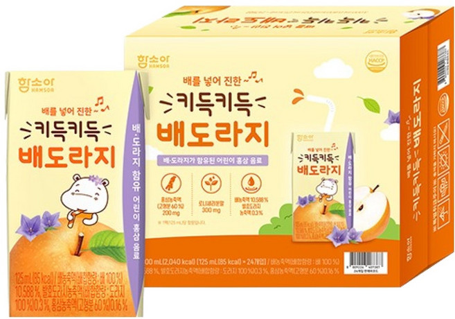 HAMSOA 咯咯笑 梨桔梗飲品, 125ml, 24個