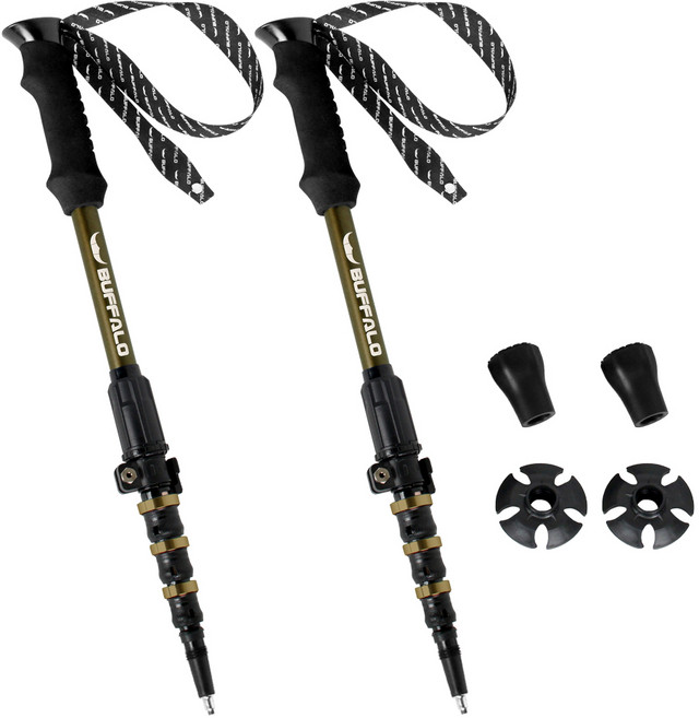 버팔로 써밋엑스 P&P 5단 등산스틱 2p 세트, 카키, 1세트