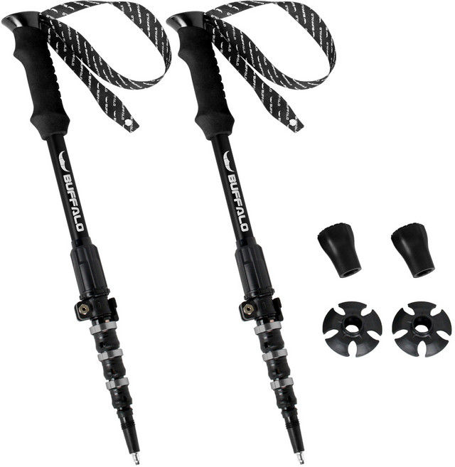 버팔로 써밋엑스 P&P 5단 등산스틱 2p 세트, 블랙, 1세트