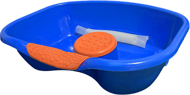 디어모모 노인 환자용 임산부 머리감기 샴푸 대야 세발기, 블루오렌지, 1개