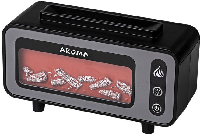 【ANTIAN】七彩氛圍燈壁爐香氛火焰水氧機 電視機加濕補水大霧量噴霧機 空氣清淨機 黑色, 1入, 200ml