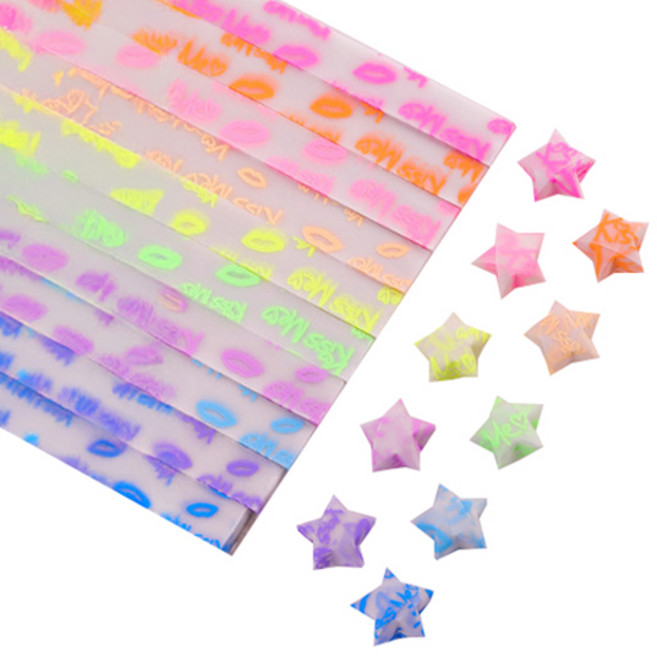 미소로운 이벤트 양면 별 종이접기 멀티페이퍼 야광 사랑의 키스, 210개, 10색