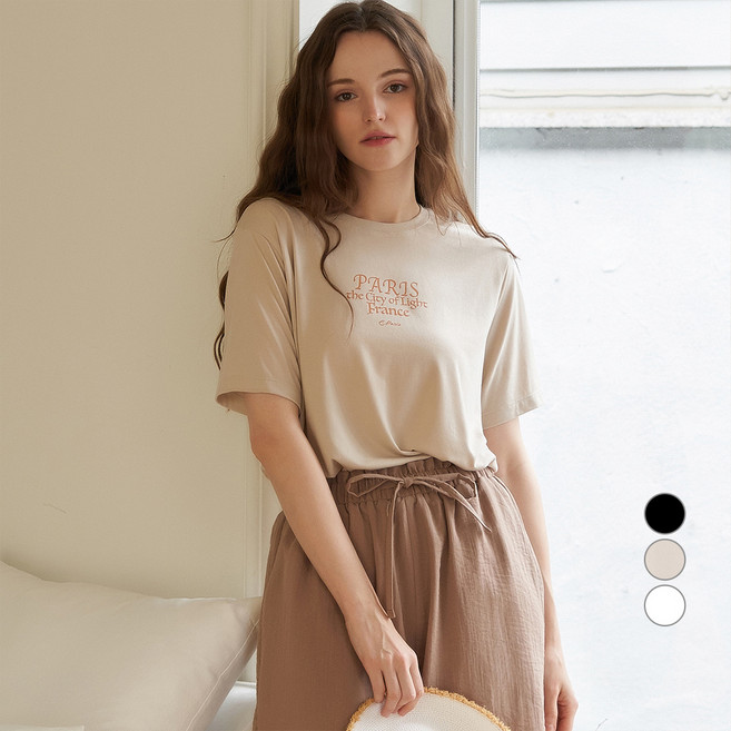 ELLE PARIS 여성용 찰랑 레이온 City 반팔 티셔츠