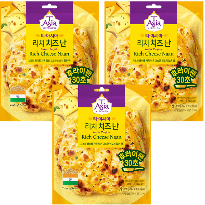 T Asia KITCHEN 濃鬱起司烤餅 8片, 200g, 3個