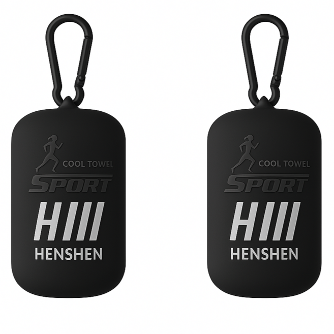 헨센 휴대용 스포츠 슬림 타올, 블랙, 2개