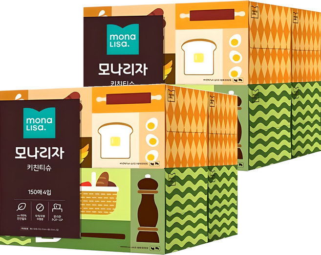 모나리자 천연펄프 키친티슈, 150매, 8개