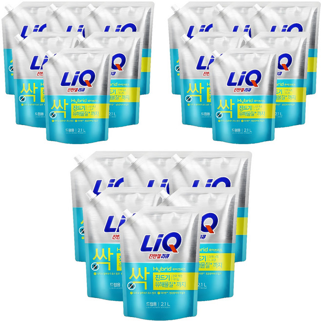 리큐 진한겔 하이브리드 드럼용 액상세제 리필, 2.1L, 18개