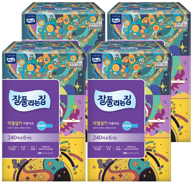 잘풀리는집 천연펄프 미용티슈 2겹, 240매입, 24개