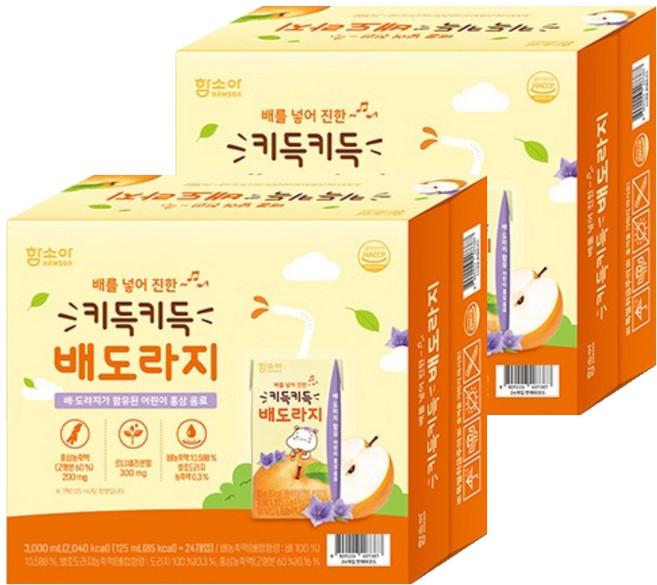 함소아 키득키득 배도라지 음료, 125ml, 48개