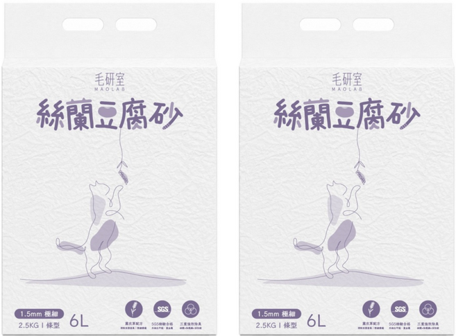 MAOLAB 毛研室 絲蘭豆腐砂, 2包, 6L, 薰衣草活性碳