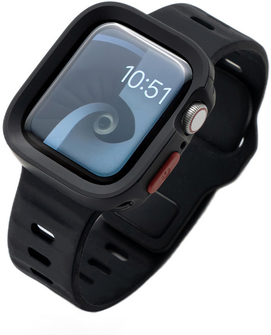 누아트 애플워치 호환 스트랩 실리콘 듀얼 콤보, 블랙, 1세트