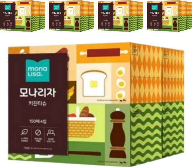 모나리자 천연펄프 키친티슈, 150매, 20개