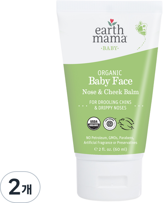 얼스마마 오가닉 베이비 페이스 노즈 앤 칙 밤, 2개
