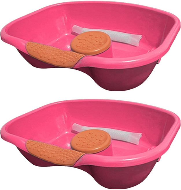 디어모모 노인 환자용 임산부 머리감기 샴푸 대야 세발기, 핑크오렌지, 2개