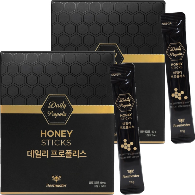 Beemaster 每日蜂膠蜜條 15入, 2個, 180g