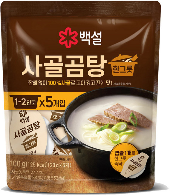 백설 사골곰탕 한 그릇 간편조리국, 100g, 1개
