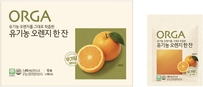 올가홀푸드 유기농 오렌지 한잔, 140ml, 10개