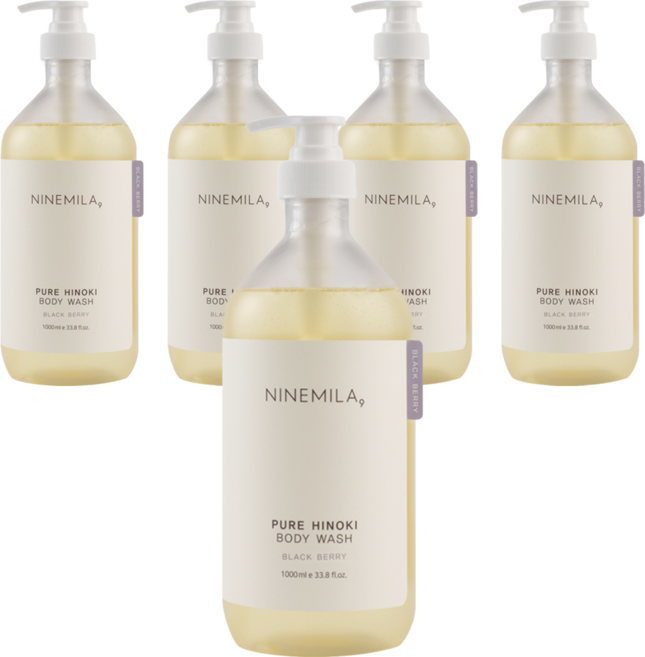 나인밀라 퓨어 히노끼 바디워시 블랙베리향, 1L, 5개