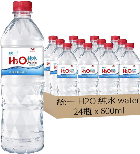 統一 H2O 純水, 600ml, 24瓶