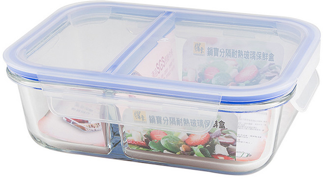cook power 鍋寶 分隔耐熱玻璃保鮮盒, 1個, 容器 + 蓋子