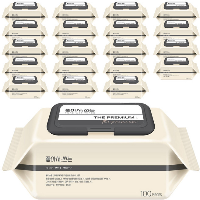 배냇짓 좋아서쓰는 더 프리미엄 아기물티슈 캡형, 50g, 100매, 20개