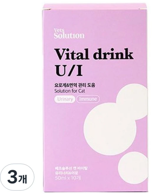 베츠솔루션 고양이 바이탈 드링크 이뮨 보조제, 유리너리+결석, 3개 - 쿠팡
