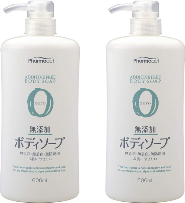 KUMANO 熊野油脂 Pharmaact 無添加沐浴乳 600ml 植物性原料 溫和不刺激 洋甘菊 天竺葵 薰衣草精華油 深層潤澤, 2瓶