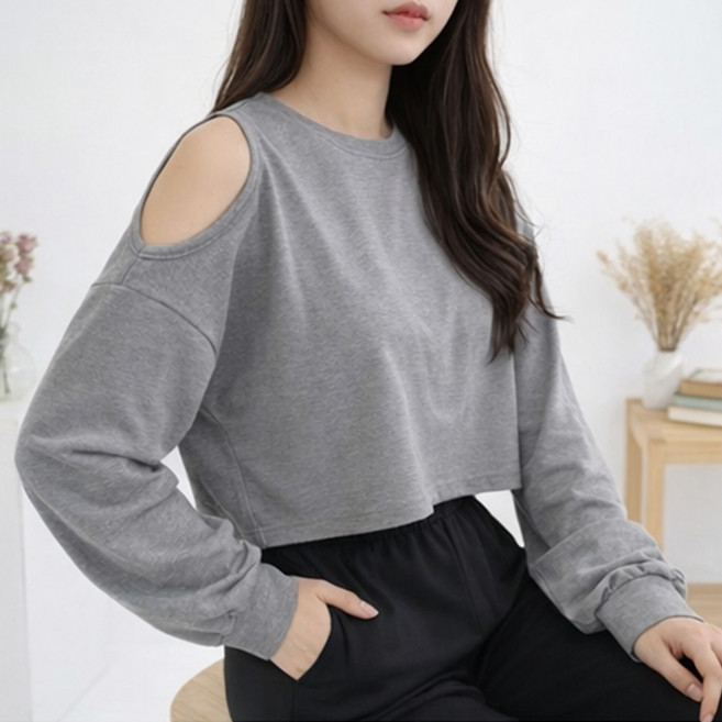 알로데 여성용 어깨 트임 긴팔맨투맨