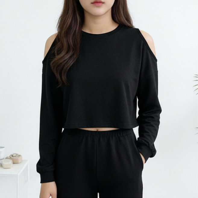 알로데 여성용 어깨 트임 긴팔맨투맨