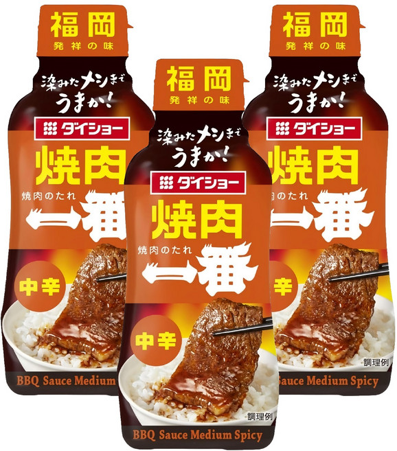 DAISHO 大逸昌 燒肉一番 辣味烤肉用醬, 3個, 235g