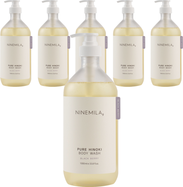나인밀라 퓨어 히노끼 바디워시 블랙베리향, 1L, 6개
