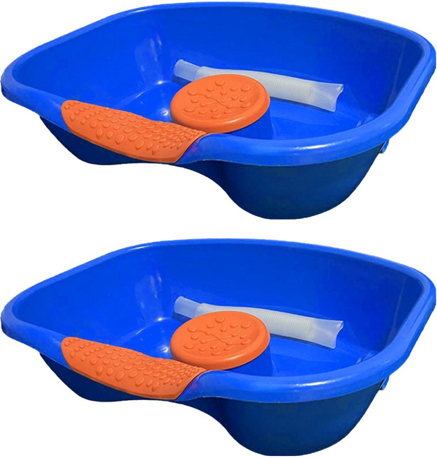 디어모모 노인 환자용 임산부 머리감기 샴푸 대야 세발기, 블루오렌지, 2개